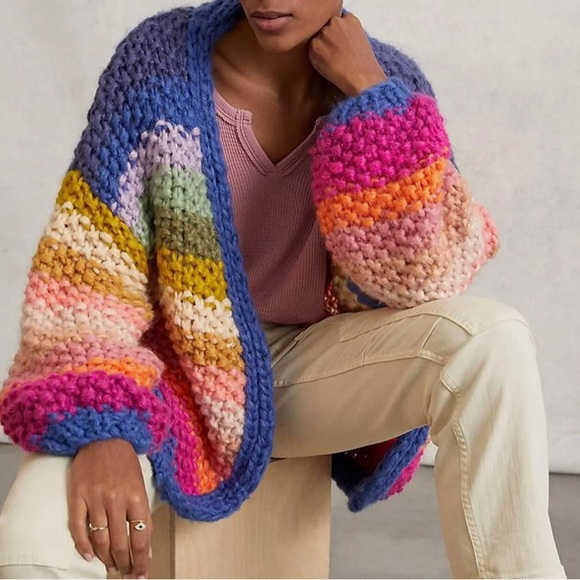 SAACHI Vibrant Multicolor Knit Cardigan - Picture 1 of 7